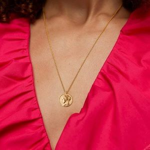 Italy 18k Gold Plated Coin Necklace
